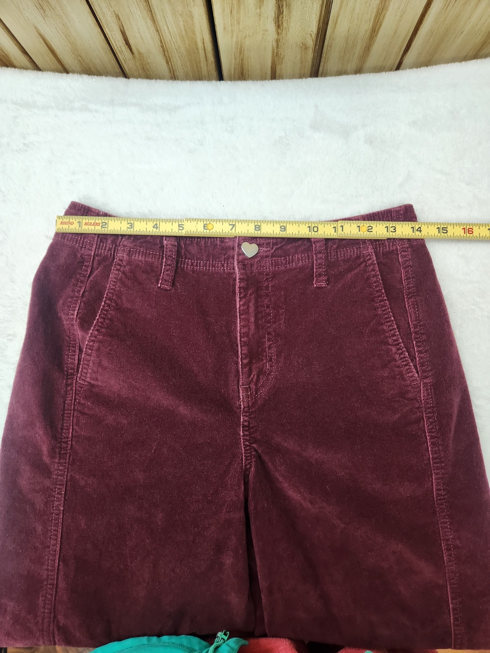 Vintage-inspired High Waisted Burgundy Corduroy Wide Leg Pants 5(27) - Picture 9 of 13